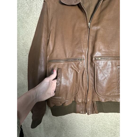 Adam Spencer Vtg Leather A2 Bomber Jacket Distressed Quilted Lining Men's Sz 42 - Picture 7 of 16